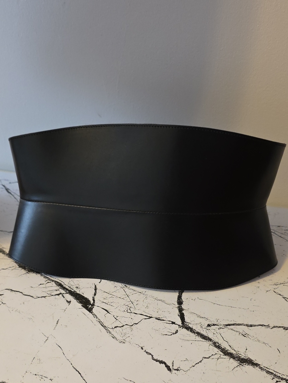All Saints Womens Wide Black Leather Statement Waist Belt